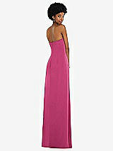 Alt View 6 Thumbnail - Tea Rose Draped Satin Grecian Column Gown with Convertible Straps