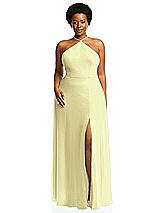 Alt View 1 Thumbnail - Butter Yellow Diamond Halter Maxi Dress with Adjustable Straps