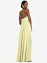 Rear View Thumbnail - Butter Yellow Diamond Halter Maxi Dress with Adjustable Straps