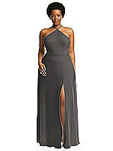 Alt View 1 Thumbnail - Caviar Gray Diamond Halter Maxi Dress with Adjustable Straps