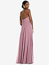 Rear View Thumbnail - Dusty Pink Diamond Halter Maxi Dress with Adjustable Straps