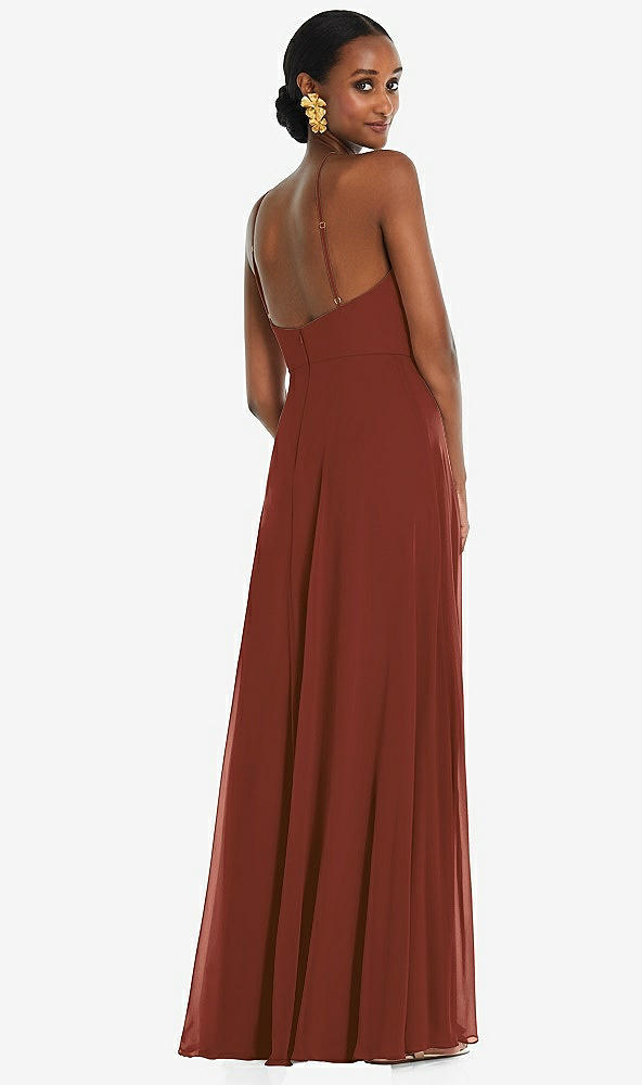 Back View - Auburn Moon Diamond Halter Maxi Dress with Adjustable Straps