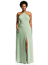 Alt View 1 Thumbnail - Celadon Diamond Halter Maxi Dress with Adjustable Straps