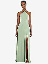 Front View Thumbnail - Celadon Diamond Halter Maxi Dress with Adjustable Straps