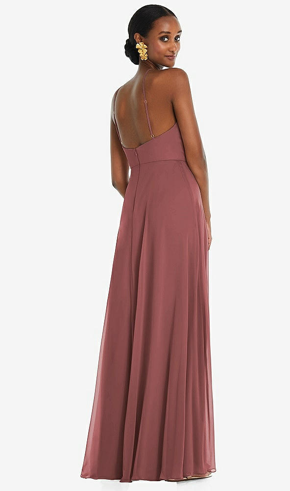 Back View - English Rose Diamond Halter Maxi Dress with Adjustable Straps