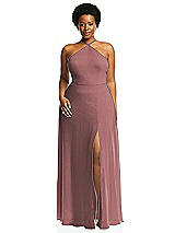 Alt View 1 Thumbnail - Rosewood Diamond Halter Maxi Dress with Adjustable Straps