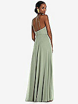 Rear View Thumbnail - Sage Diamond Halter Maxi Dress with Adjustable Straps