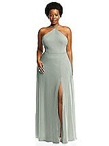 Alt View 1 Thumbnail - Willow Green Diamond Halter Maxi Dress with Adjustable Straps