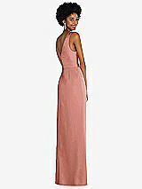 Alt View 3 Thumbnail - Desert Rose Faux Wrap Whisper Satin Maxi Dress with Draped Tulip Skirt