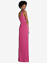 Alt View 3 Thumbnail - Tea Rose Faux Wrap Whisper Satin Maxi Dress with Draped Tulip Skirt