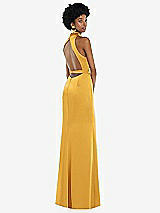 Front View Thumbnail - NYC Yellow High Neck Backless Maxi Dress with Slim Belt