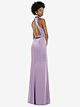 Front View Thumbnail - Pale Purple High Neck Backless Maxi Dress with Slim Belt