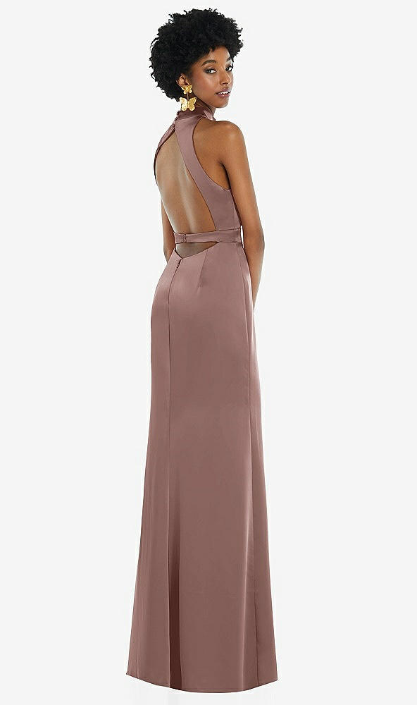 Front View - Sienna High Neck Backless Maxi Dress with Slim Belt