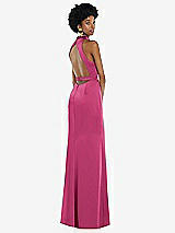 Front View Thumbnail - Tea Rose High Neck Backless Maxi Dress with Slim Belt