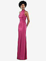 Side View Thumbnail - Tea Rose High Neck Backless Maxi Dress with Slim Belt