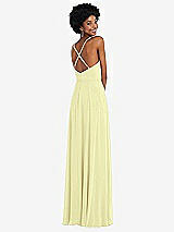 Rear View Thumbnail - Butter Yellow Faux Wrap Criss Cross Back Maxi Dress with Adjustable Straps