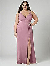 Alt View 1 Thumbnail - Dusty Pink Faux Wrap Criss Cross Back Maxi Dress with Adjustable Straps