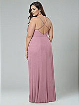 Alt View 2 Thumbnail - Dusty Pink Faux Wrap Criss Cross Back Maxi Dress with Adjustable Straps