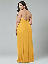 Alt View 2 Thumbnail - NYC Yellow Faux Wrap Criss Cross Back Maxi Dress with Adjustable Straps