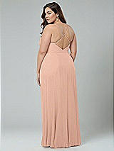 Alt View 2 Thumbnail - Pale Peach Faux Wrap Criss Cross Back Maxi Dress with Adjustable Straps