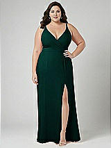 Alt View 1 Thumbnail - Evergreen Faux Wrap Criss Cross Back Maxi Dress with Adjustable Straps