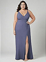 Alt View 1 Thumbnail - French Blue Faux Wrap Criss Cross Back Maxi Dress with Adjustable Straps