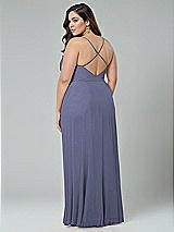 Alt View 2 Thumbnail - French Blue Faux Wrap Criss Cross Back Maxi Dress with Adjustable Straps