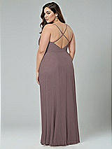 Alt View 2 Thumbnail - French Truffle Faux Wrap Criss Cross Back Maxi Dress with Adjustable Straps