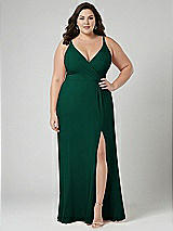Alt View 1 Thumbnail - Hunter Green Faux Wrap Criss Cross Back Maxi Dress with Adjustable Straps