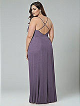 Alt View 2 Thumbnail - Lavender Faux Wrap Criss Cross Back Maxi Dress with Adjustable Straps