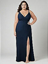 Alt View 1 Thumbnail - Midnight Navy Faux Wrap Criss Cross Back Maxi Dress with Adjustable Straps