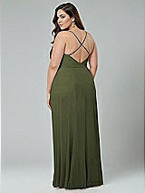 Alt View 2 Thumbnail - Olive Green Faux Wrap Criss Cross Back Maxi Dress with Adjustable Straps