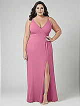 Alt View 1 Thumbnail - Orchid Pink Faux Wrap Criss Cross Back Maxi Dress with Adjustable Straps