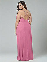 Alt View 2 Thumbnail - Orchid Pink Faux Wrap Criss Cross Back Maxi Dress with Adjustable Straps