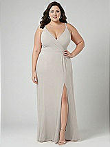 Alt View 1 Thumbnail - Oyster Faux Wrap Criss Cross Back Maxi Dress with Adjustable Straps