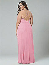 Alt View 2 Thumbnail - Peony Pink Faux Wrap Criss Cross Back Maxi Dress with Adjustable Straps