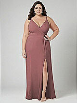 Alt View 1 Thumbnail - Rosewood Faux Wrap Criss Cross Back Maxi Dress with Adjustable Straps