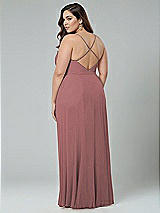 Alt View 2 Thumbnail - Rosewood Faux Wrap Criss Cross Back Maxi Dress with Adjustable Straps