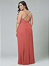 Alt View 2 Thumbnail - Coral Pink Faux Wrap Criss Cross Back Maxi Dress with Adjustable Straps