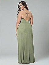 Alt View 2 Thumbnail - Sage Faux Wrap Criss Cross Back Maxi Dress with Adjustable Straps