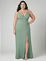 Alt View 1 Thumbnail - Seagrass Faux Wrap Criss Cross Back Maxi Dress with Adjustable Straps
