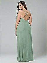 Alt View 2 Thumbnail - Seagrass Faux Wrap Criss Cross Back Maxi Dress with Adjustable Straps