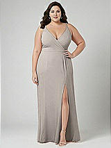Alt View 1 Thumbnail - Taupe Faux Wrap Criss Cross Back Maxi Dress with Adjustable Straps