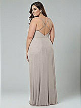 Alt View 2 Thumbnail - Taupe Faux Wrap Criss Cross Back Maxi Dress with Adjustable Straps