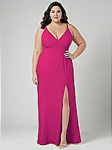 Alt View 1 Thumbnail - Think Pink Faux Wrap Criss Cross Back Maxi Dress with Adjustable Straps