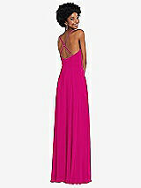 Rear View Thumbnail - Think Pink Faux Wrap Criss Cross Back Maxi Dress with Adjustable Straps