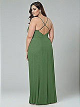 Alt View 2 Thumbnail - Vineyard Green Faux Wrap Criss Cross Back Maxi Dress with Adjustable Straps
