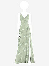 Front View Thumbnail - Vintage Primrose Sage Faux Wrap Criss Cross Back Maxi Dress with Adjustable Straps