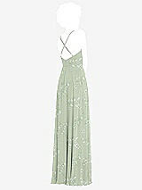 Rear View Thumbnail - Vintage Primrose Sage Faux Wrap Criss Cross Back Maxi Dress with Adjustable Straps