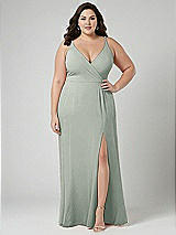 Alt View 1 Thumbnail - Willow Green Faux Wrap Criss Cross Back Maxi Dress with Adjustable Straps